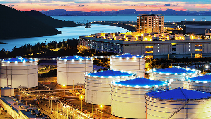 Storage containers at night