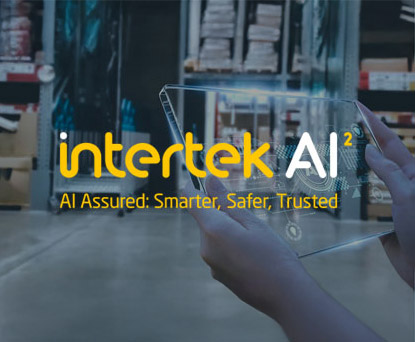 Manager with transparent smart tablet in warehouse