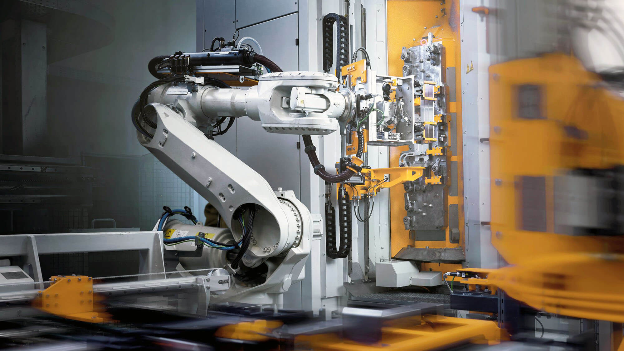 Industrial robot in modern factory