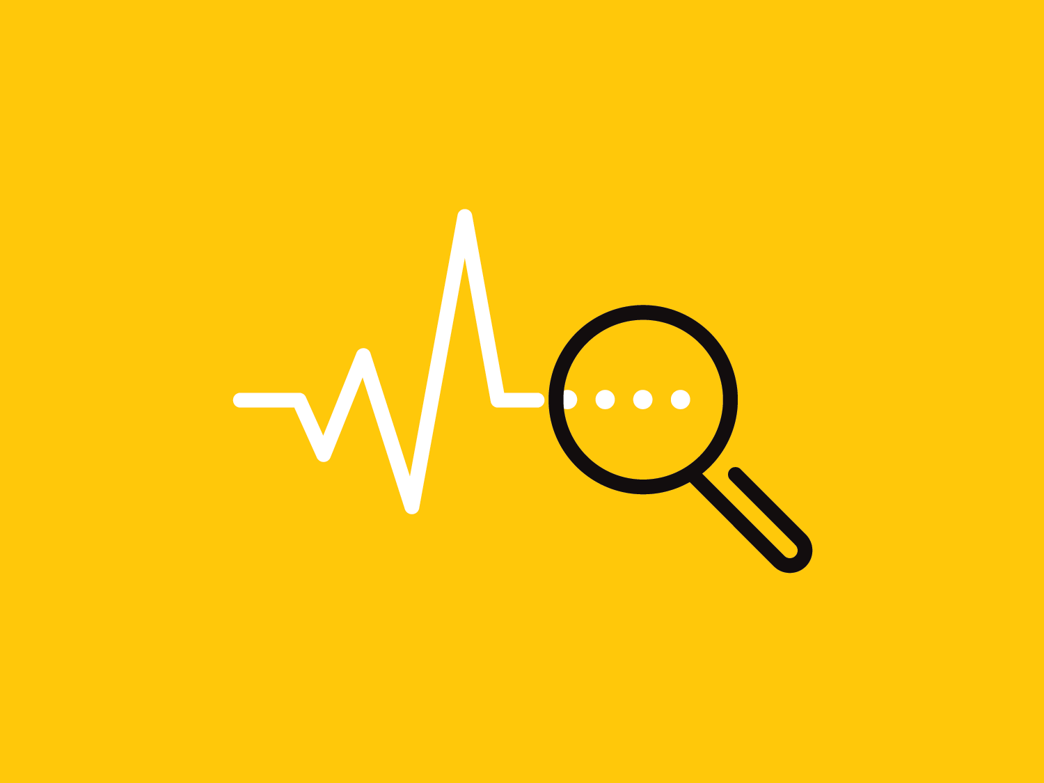 Illustration of magnifying glass over heartbeat wave